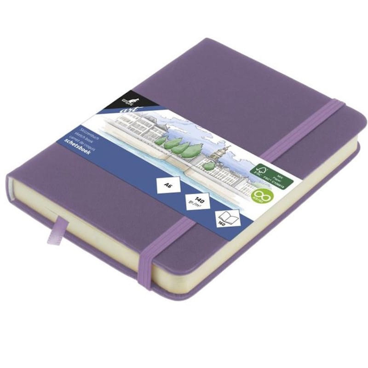 Εικόνα της Sketchbook Kangaro 140g/m2 A6 160φ. Heather Purple με λάστιχο K-861273