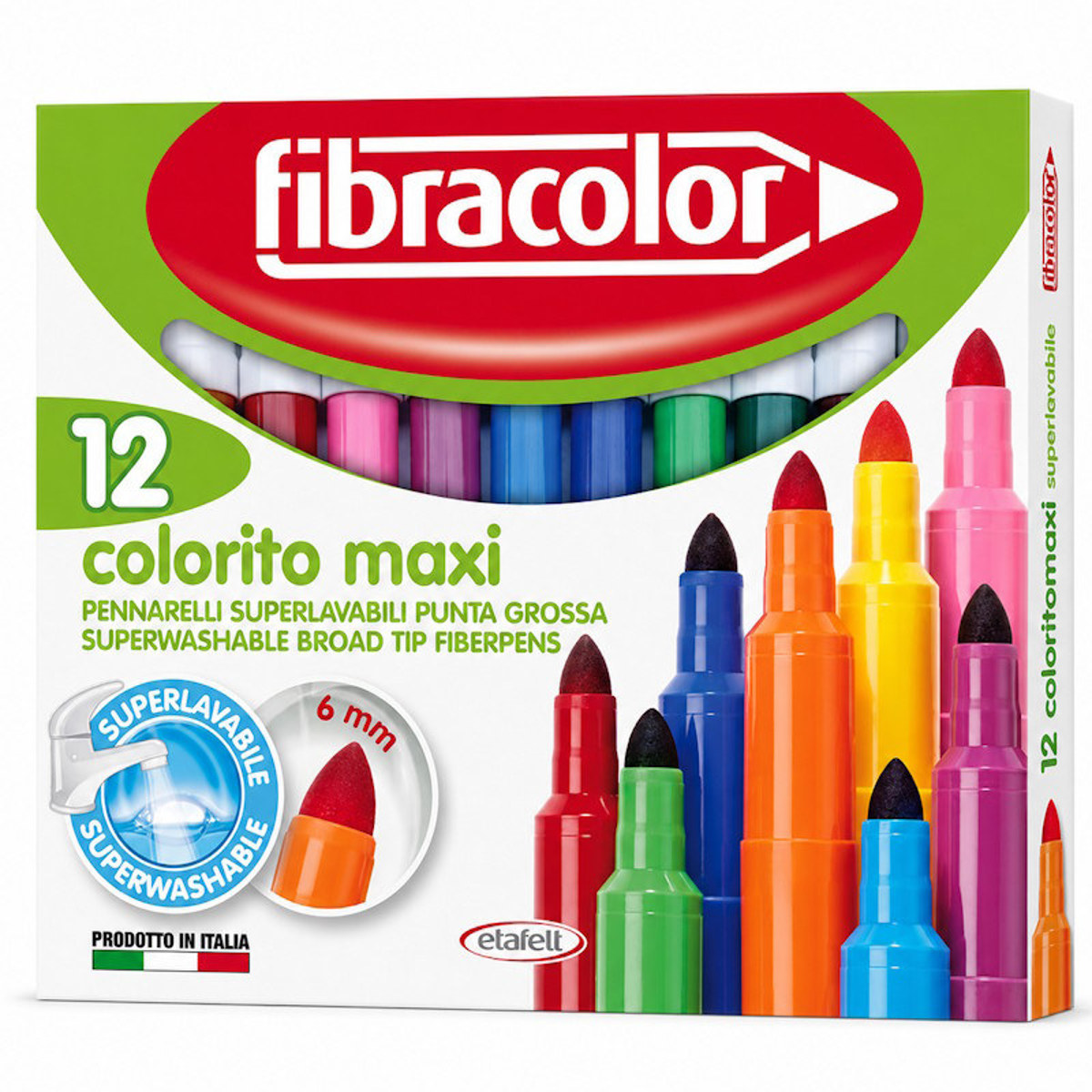 Εικόνα της Μαρκαδόροι Fibracolor maxi Colorito 12τεμ. washable 630SW012SC
