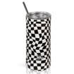 Θερμός ανοξείδωτος Ecolife Black & White 500ml με ασπρόμαυρο σχέδιο και καλαμάκι
