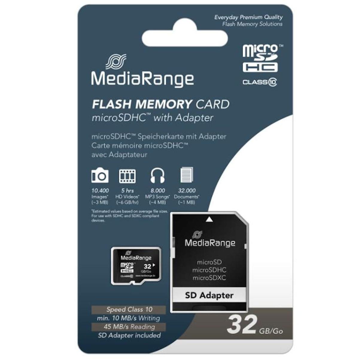 Εικόνα της MediaRange Micro SDHC Class 10 With SD Adaptor 32 GB High Capacity