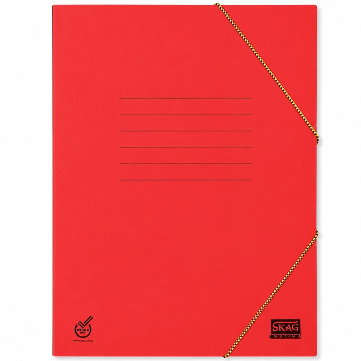 Ντοσιέ με λάστιχο Skag Basic σε κόκκινο χρώμα, χάρτινο γυαλιστερό, διαστάσεων 25x35 cm για έγγραφα Α4