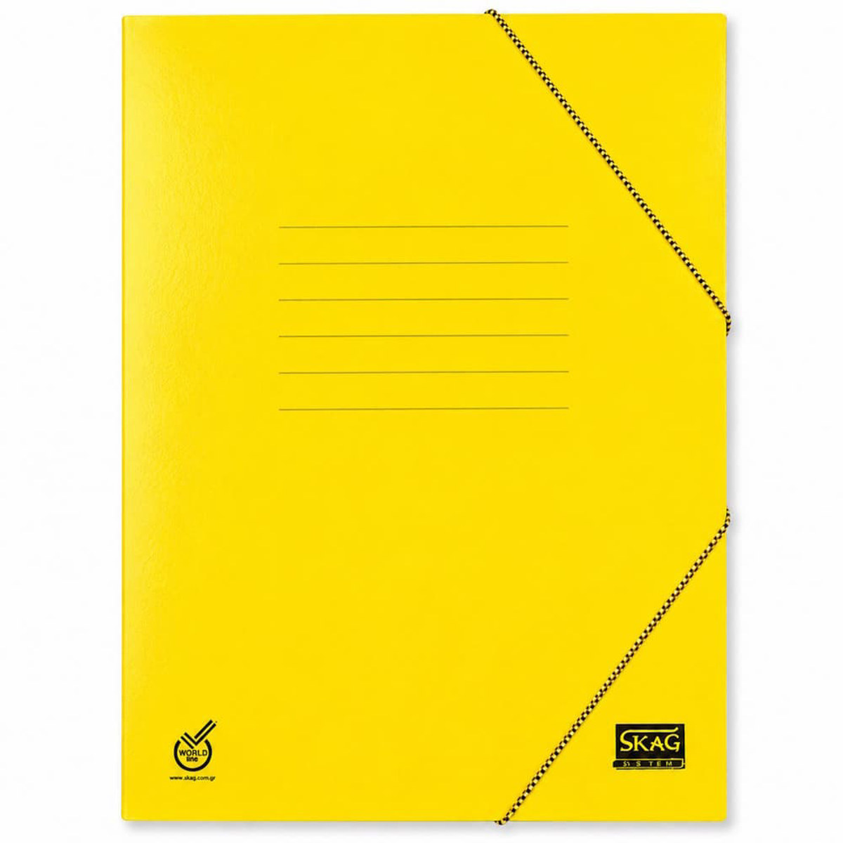 Ντοσιέ με λάστιχο Skag Basic σε κίτρινο χρώμα, χάρτινο γυαλιστερό, διαστάσεων 25x35 cm για έγγραφα Α4
