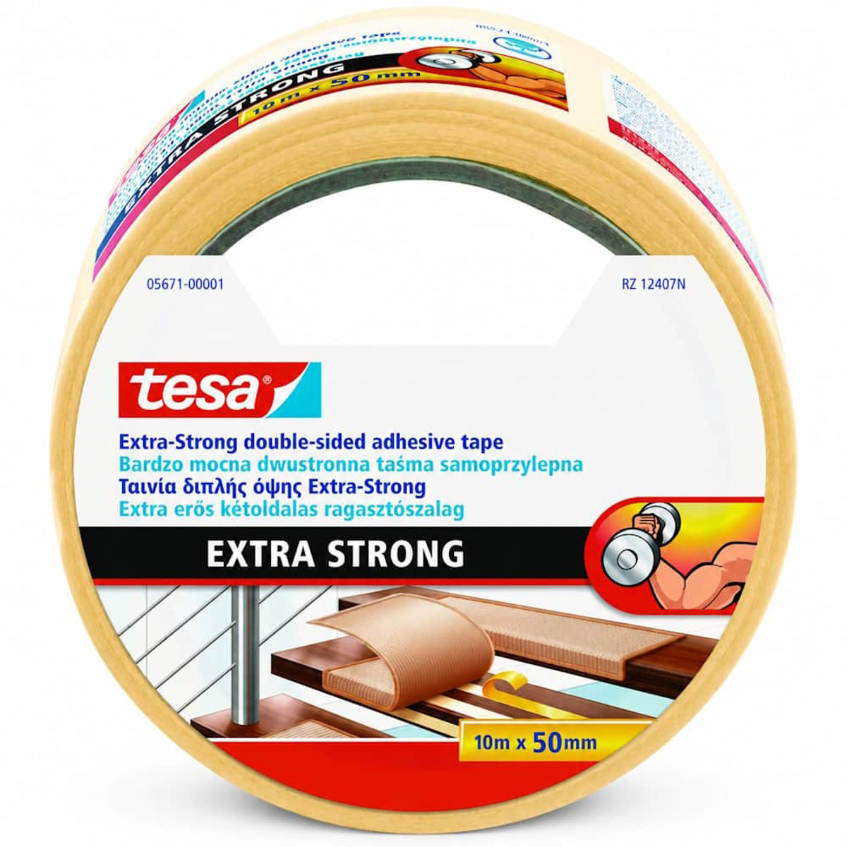 Εικόνα της Tesa ταινία διπλής όψης extrastrong 10m X 48mm 05671-00001