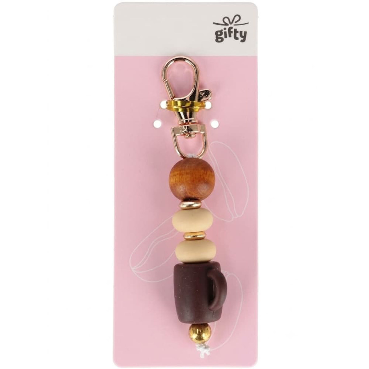 Εικόνα της Gifty μπρελόκ με ξύλινες & σιλικόνης χάντρες καφέ 1042532