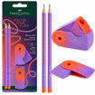 Σετ Faber-Castell Flow Edition Punchy Melon με 2 μολύβια Grip 2001 B, γόμα και ξύστρα σε μωβ απόχρωση
