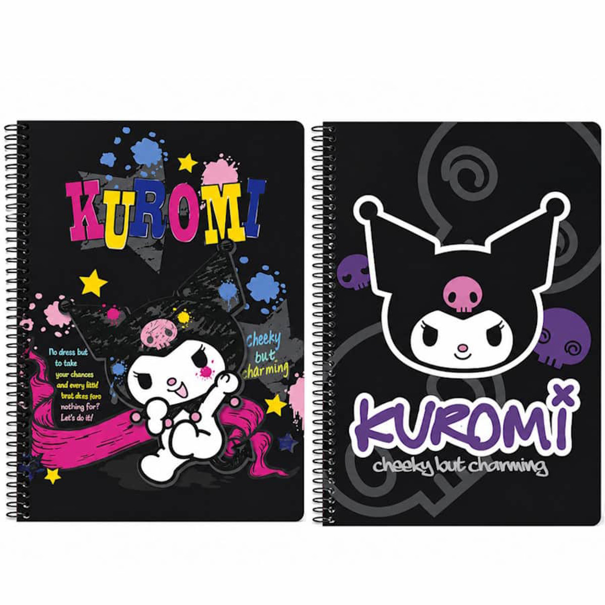 Εικόνα της Graffiti Τετράδιο σπιράλ Kuromi 2/θεμ.17x25cm σε δύο σχέδια 26202