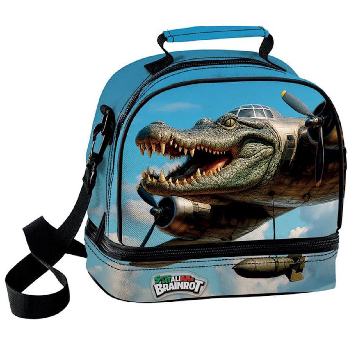 Ισοθερμικό τσαντάκι φαγητού Graffiti Bombardino Crocodillo Brainrot, 22 cm