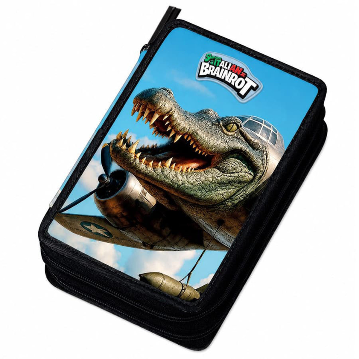 Διπλή κασετίνα Graffiti Bombardino Crocodillo Brainrot σε Polyester 300D