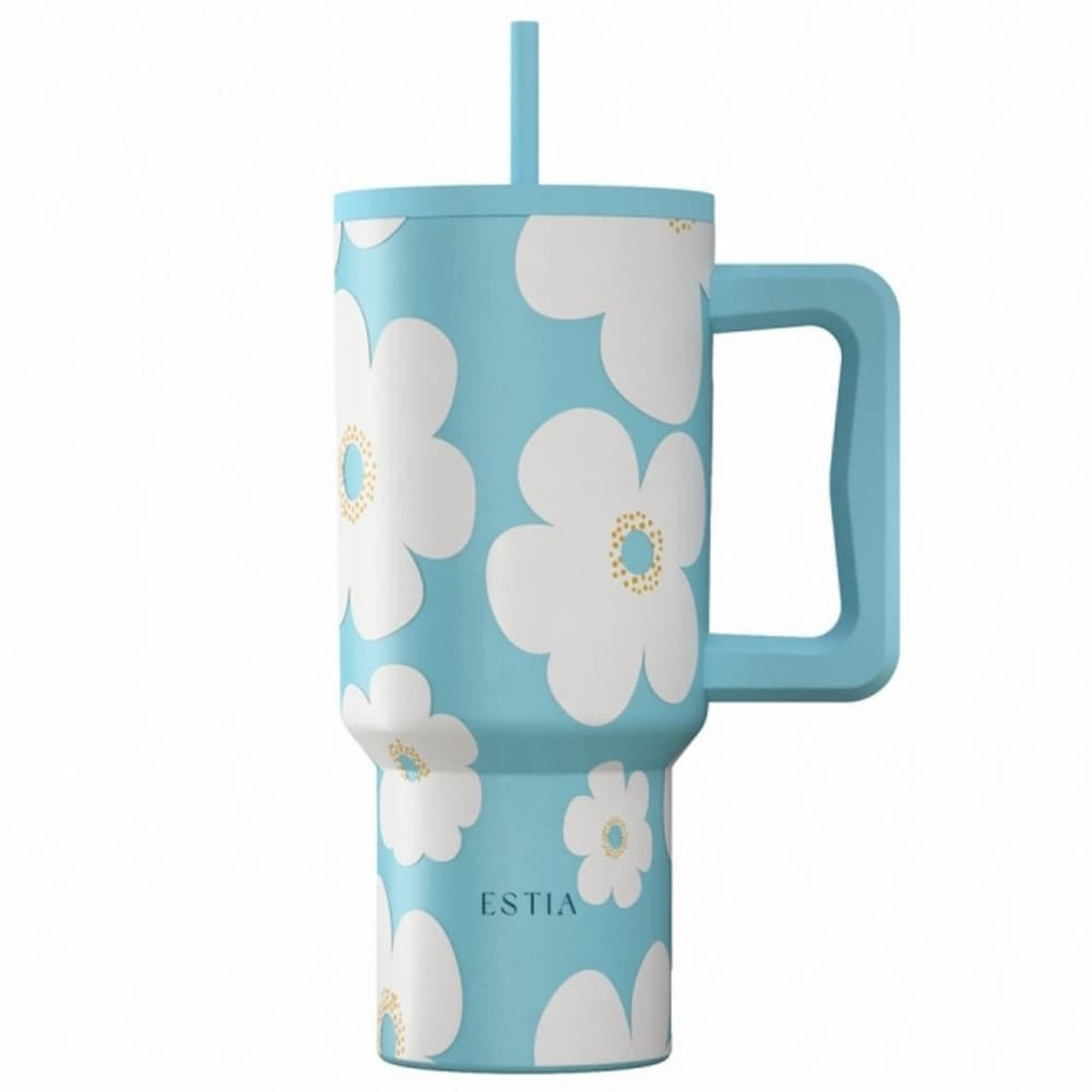 Εικόνα της Estia Θερμός Tumbler Straw XL 900ml Blue Daisy 01-41618