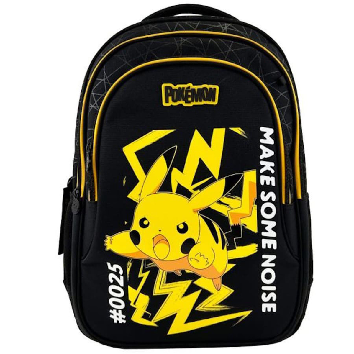 Μαύρη σχολική τσάντα πλάτης Graffiti Pokemon με τον Pikachu σε κίτρινο