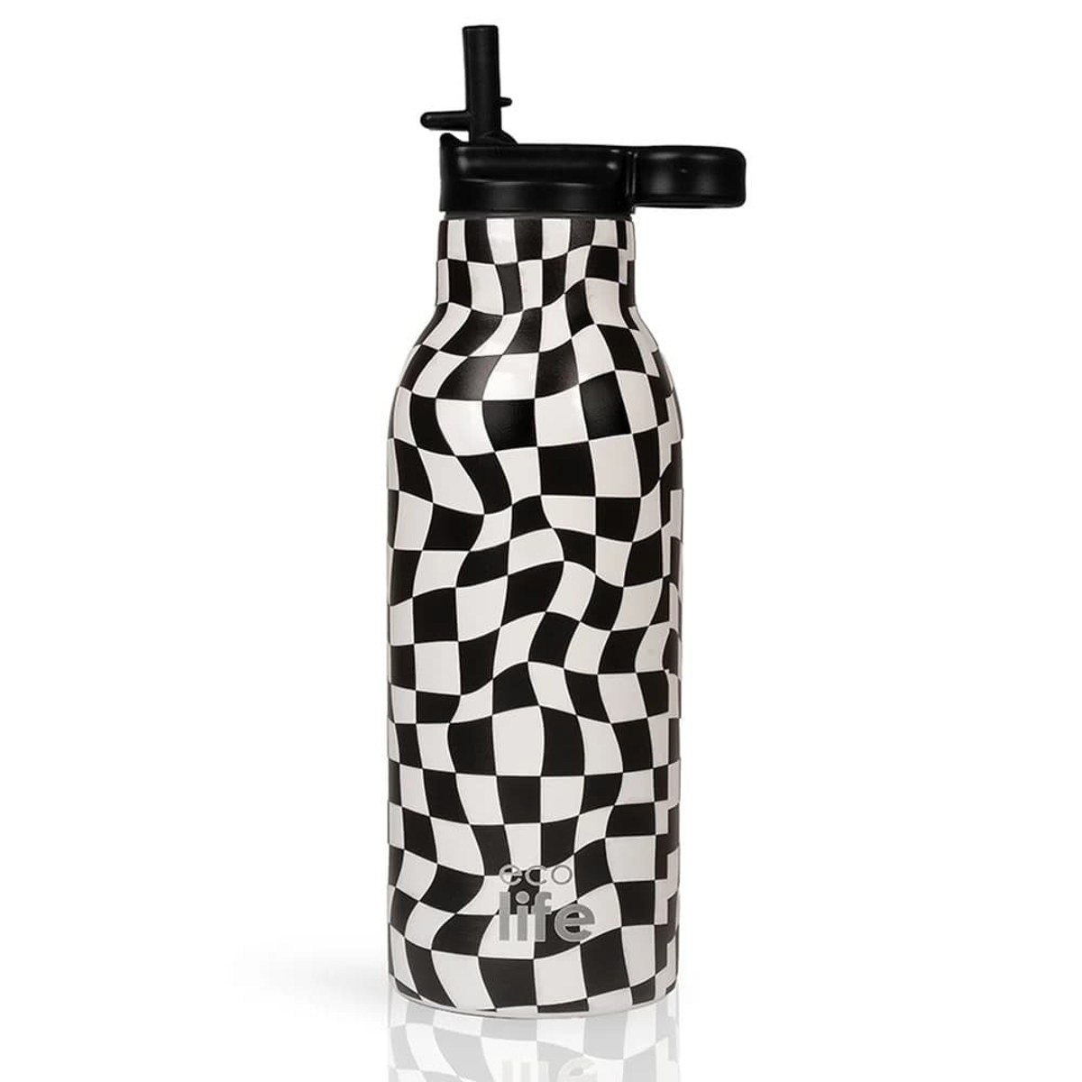 Εικόνα της Ecolife Παγούρι ανοξείδωτο θερμό Black & White 550ml 33-BO-2213