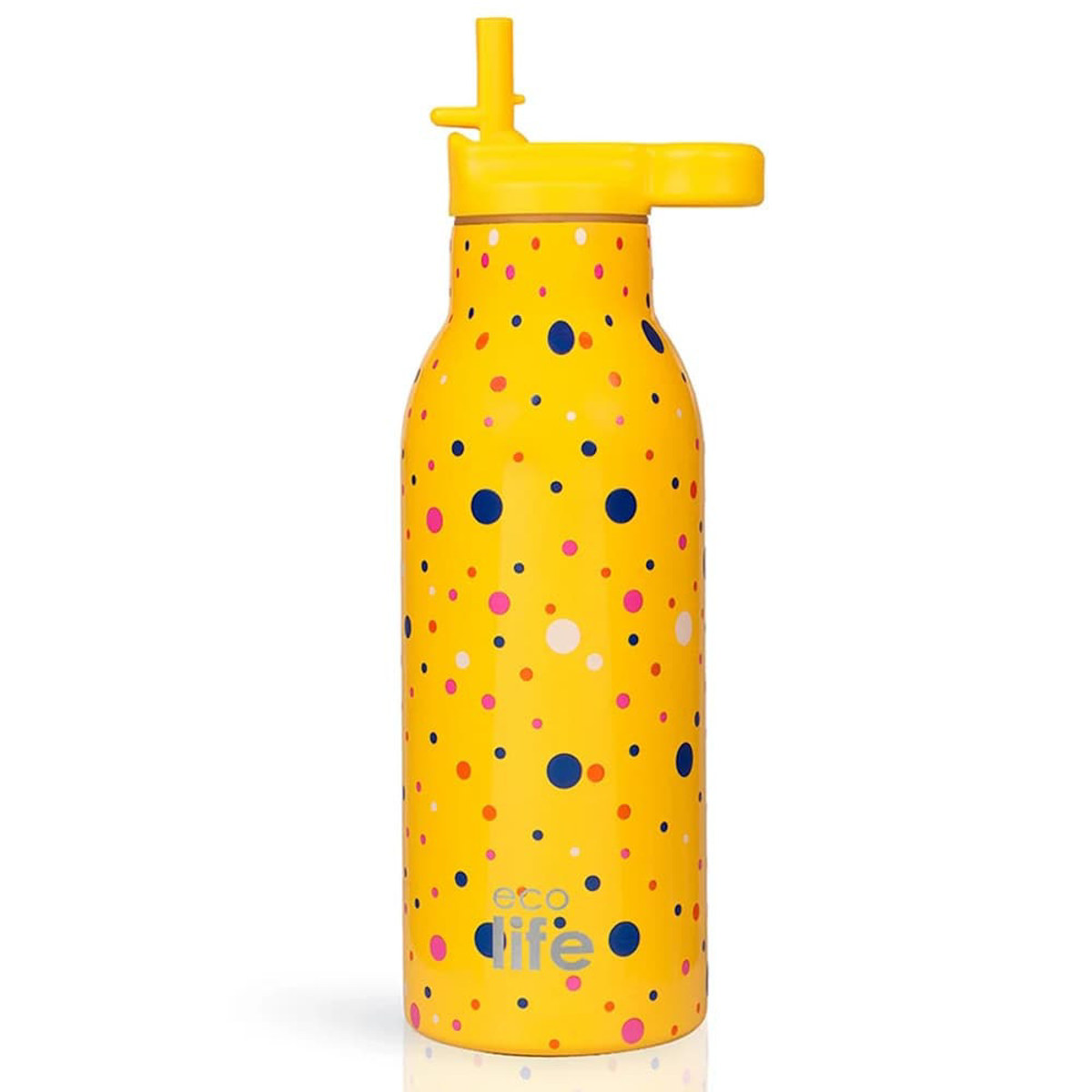 Εικόνα της Ecolife Παγούρι ανοξείδωτο θερμό Dots in Yellow 550ml 33-BO-2212