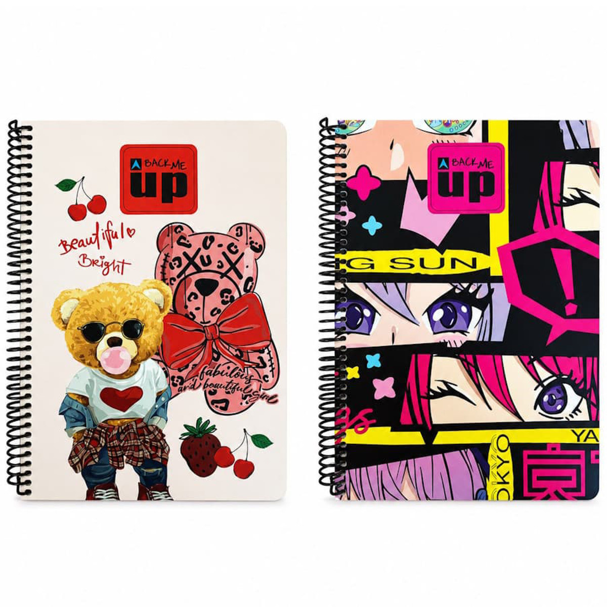 Εικόνα της Back Me Up Τετράδιο σπιράλ  Fashion Bear-Anime 17x25cm 2/θεμ. 70φ 357-32402 ( *Δύο σχέδια )