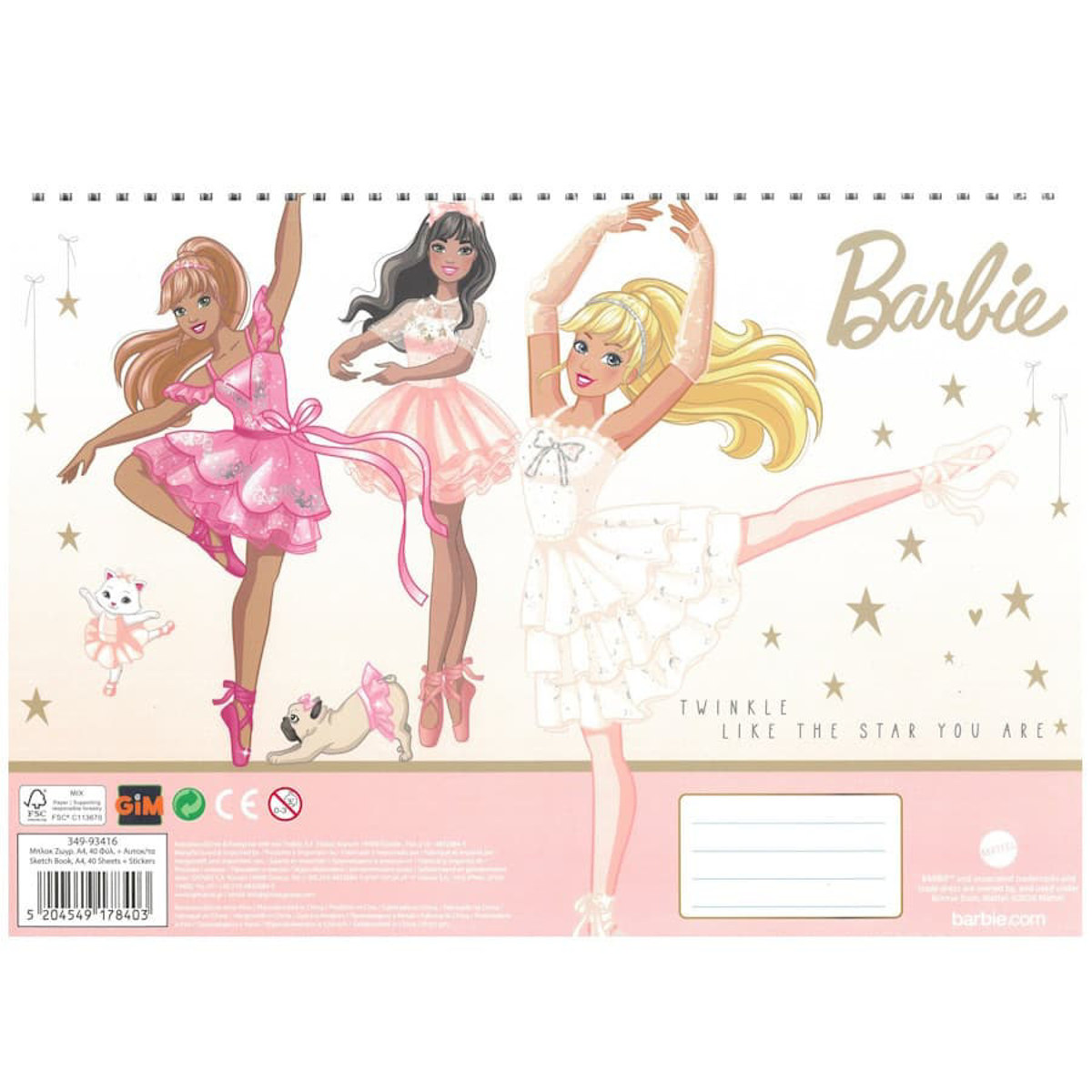 Εικόνα της Gim Μπλοκ ζωγραφικής 40φ+Stic. Barbie 33x23cm.349-93416