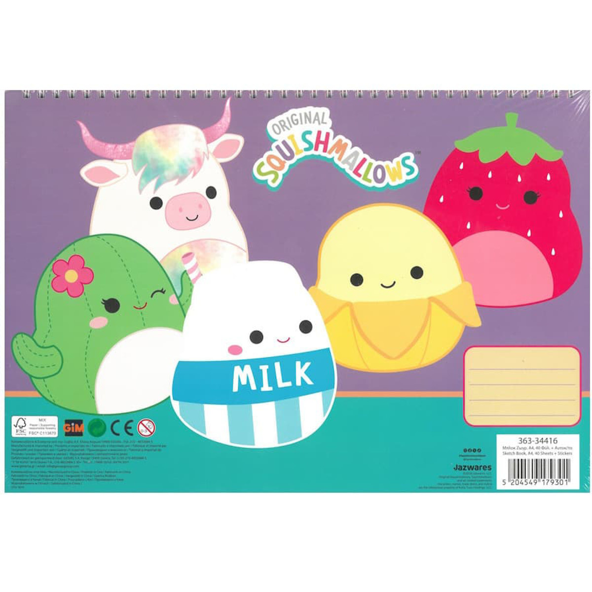 Εικόνα της Gim Μπλοκ ζωγραφικής 40φ+Stic. Squishmallows 33x23cm. 363-34416