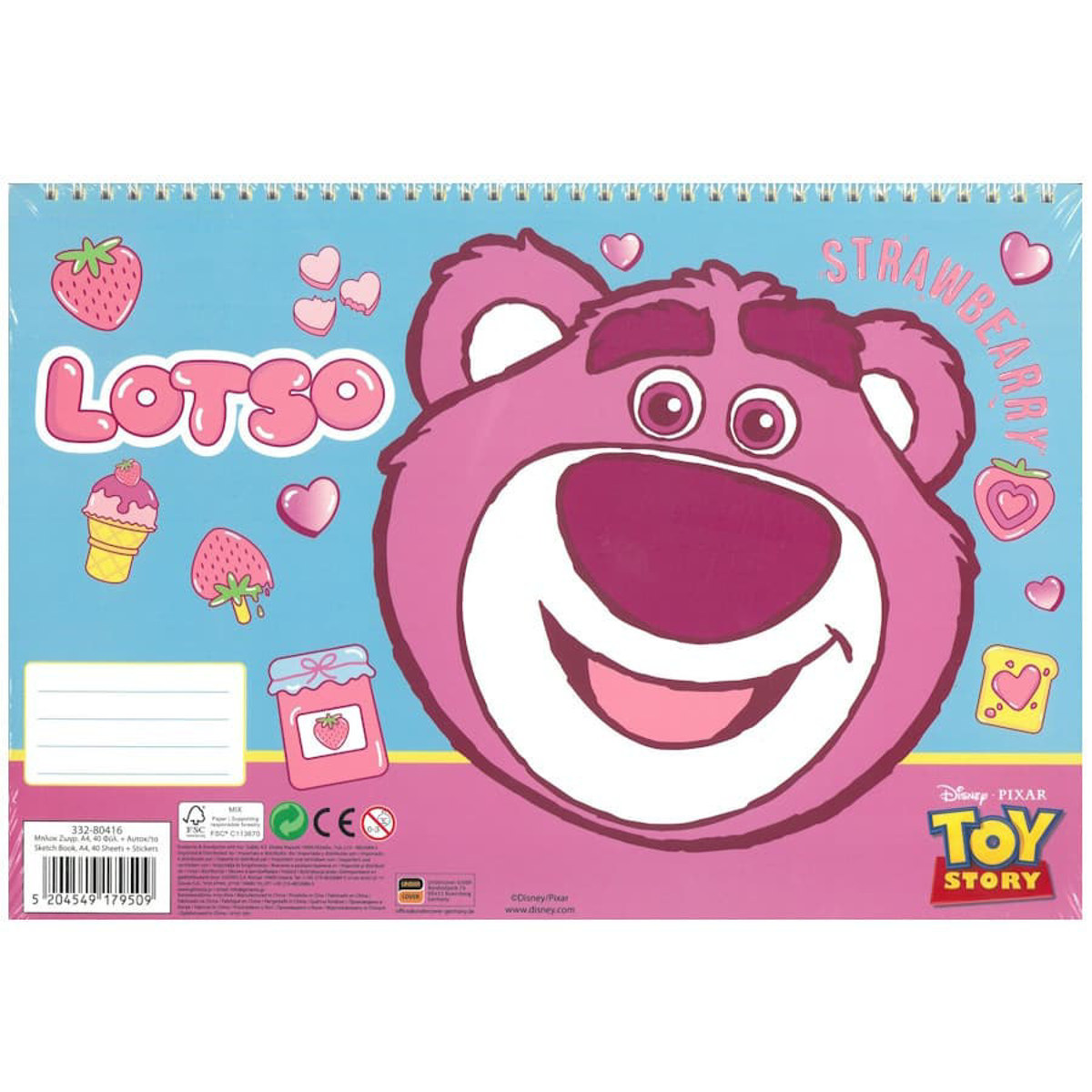Εικόνα της Gim Μπλοκ ζωγραφικής 40φ+Stic. Toy Story Lotso 33x23cm. 332-80416