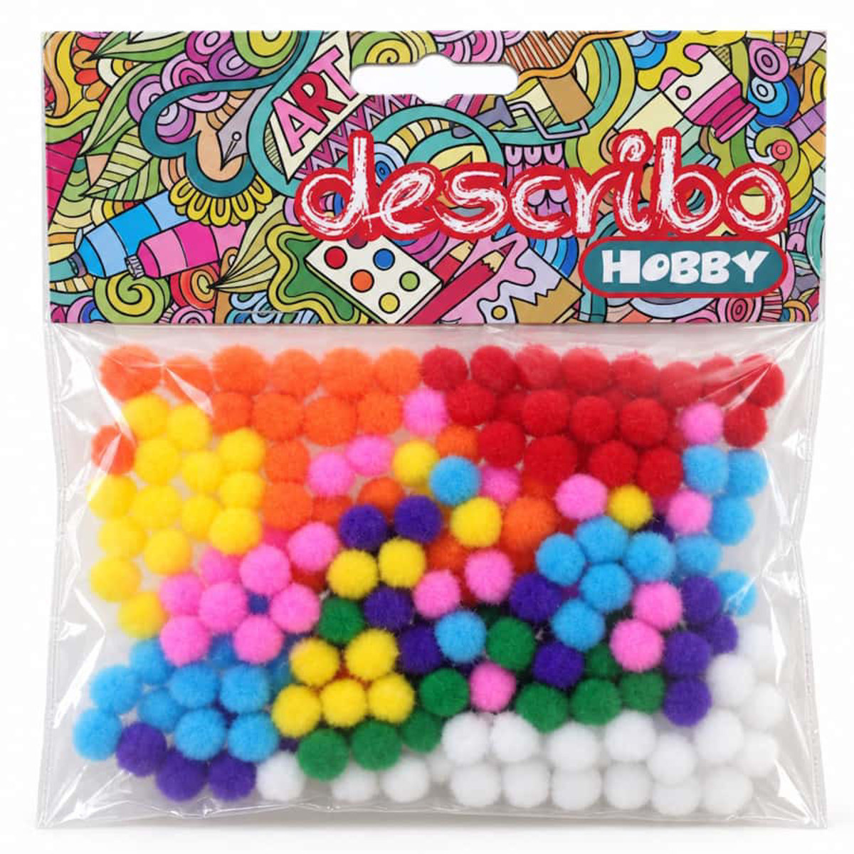 Εικόνα της Describo Μπάλες pompons 10mm διάφορα χρώματα 200τεμ. DES-0017