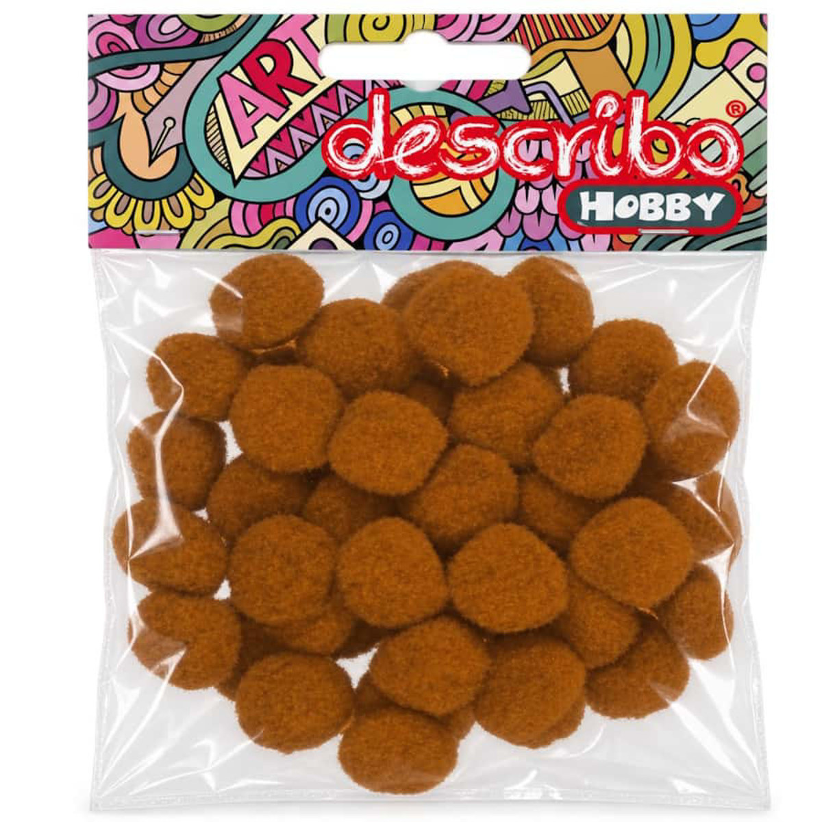 Εικόνα της Describo Μπάλες pompons 25mm καφέ 50τεμ. DES-0076