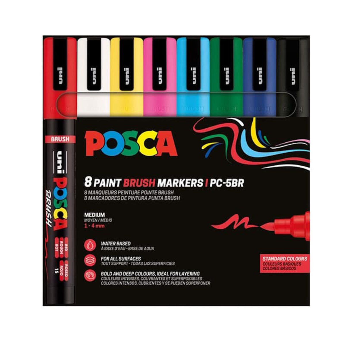 Εικόνα της Μαρκαδόροι Posca Brush PC-5M set 8 τεμαχίων Basic Color Uni PC-5M 8P