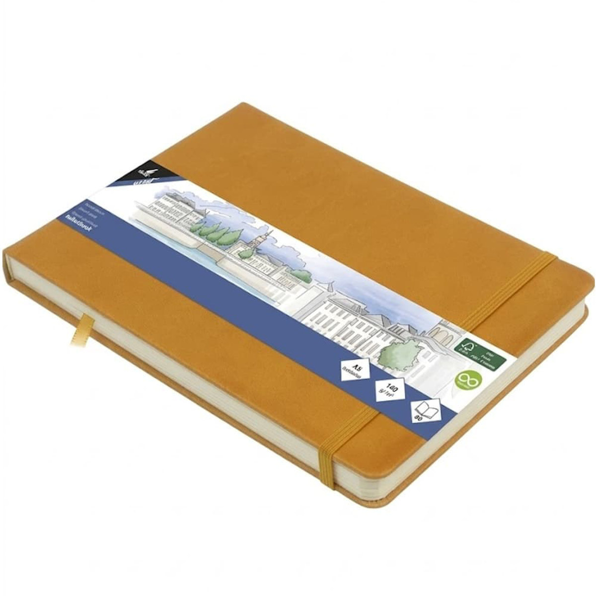Εικόνα της Sketchbook Kangaro 140g/m2  A5 160φ. Landscape Orche με λάστιχο K-861231