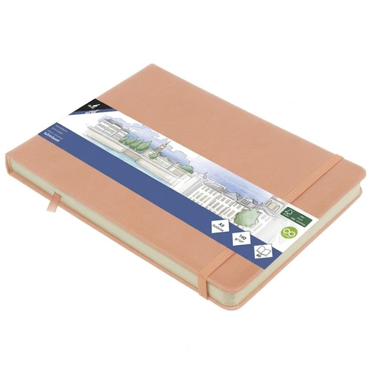 Εικόνα της Sketchbook Kangaro 140g/m2  A5 160φ. Landscape Old Pink με λάστιχο K-861232
