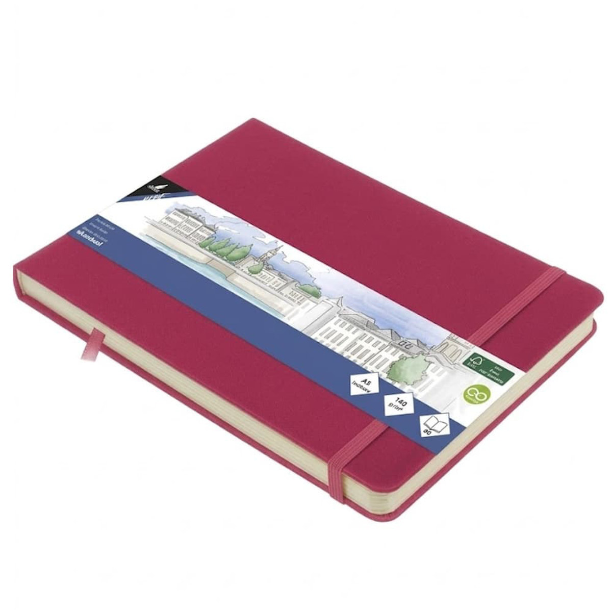 Εικόνα της Sketchbook Kangaro 140g/m2  A5 160φ. Landscape Ruby με λάστιχο K-861311