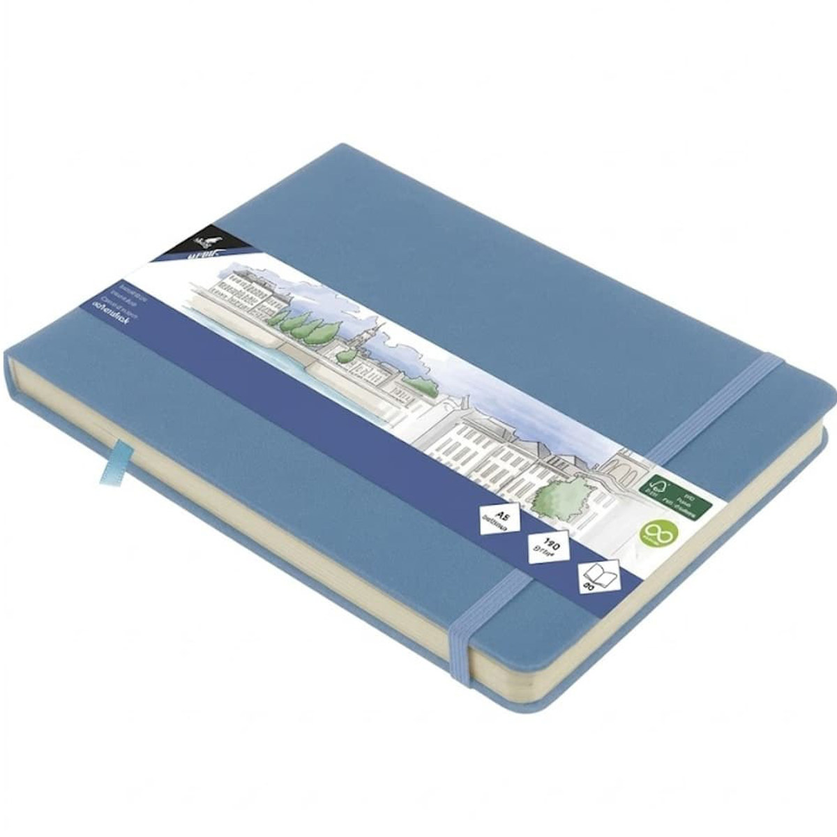 Εικόνα της Sketchbook Kangaro 140g/m2  A5 160φ. Landscape Sky blue με λάστιχο K-861315