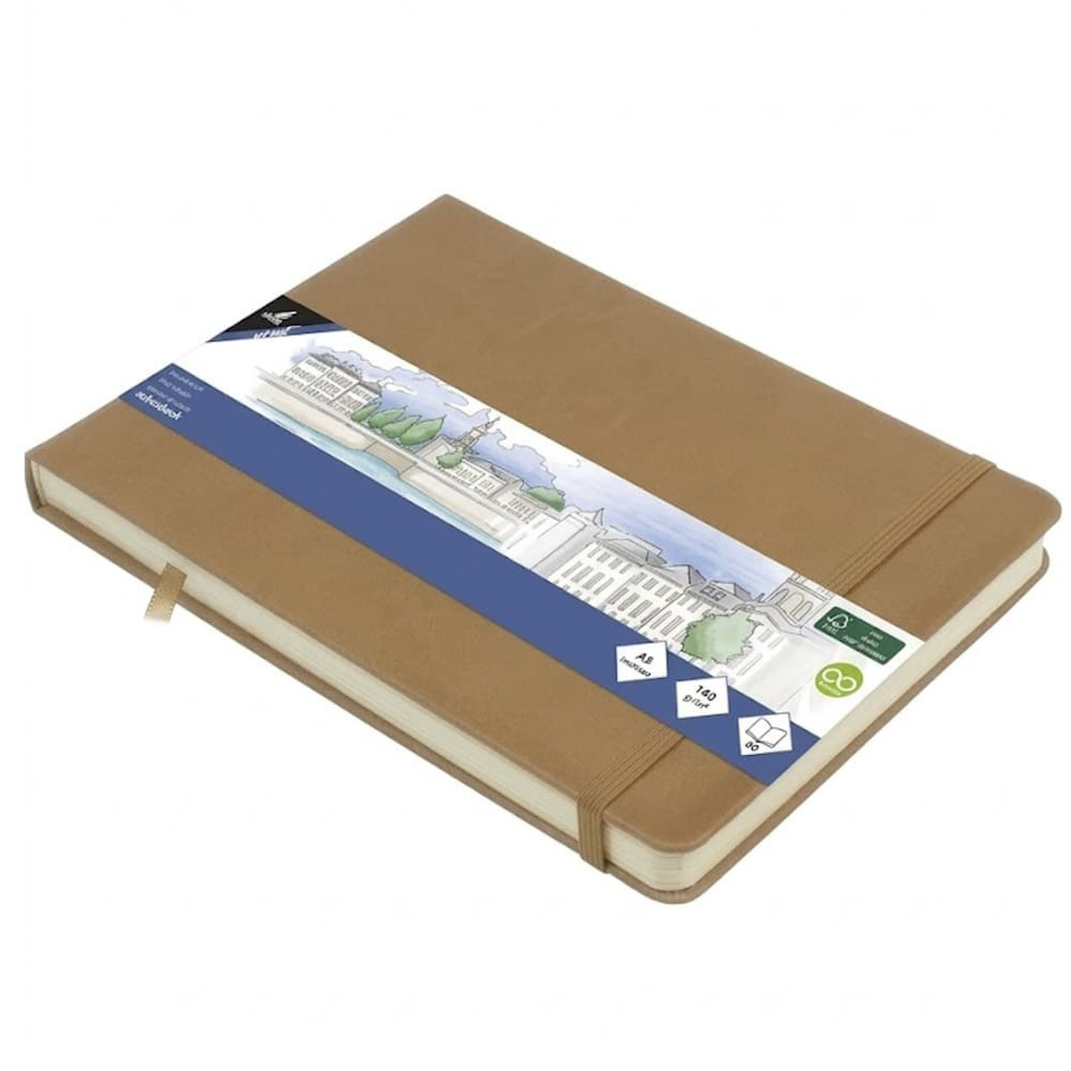 Εικόνα της Sketchbook Kangaro 140g/m2  A5 160φ. Landscape Taupe με λάστιχο K-861236