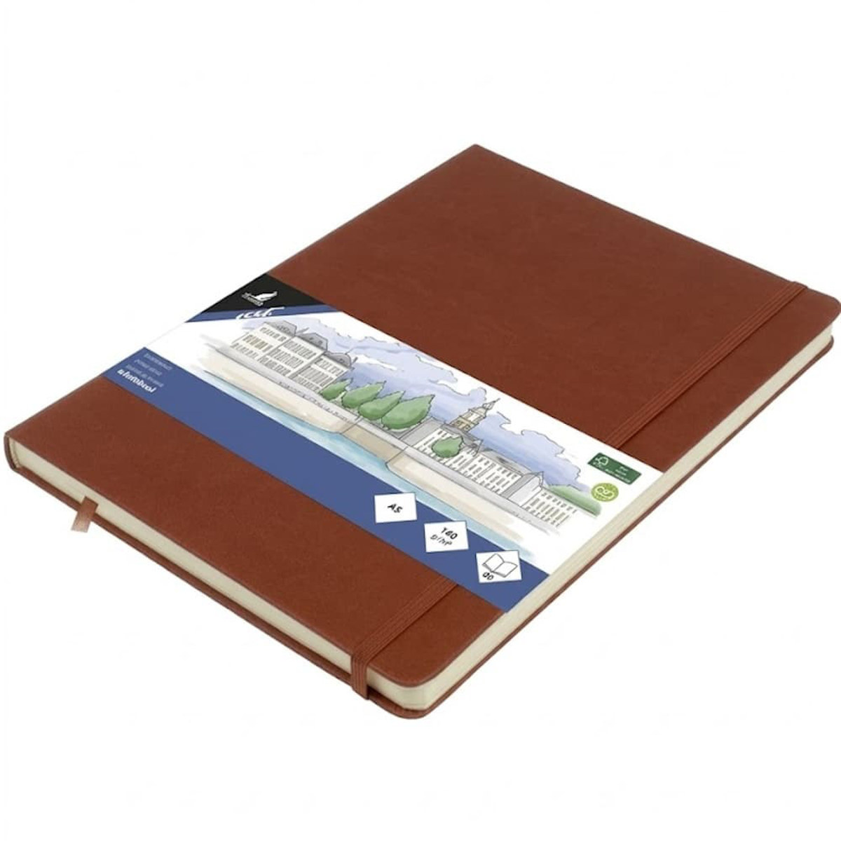 Εικόνα της Sketchbook Kangaro 140g/m2  A4 160φ. Vertical Cognac με λάστιχο K-861247