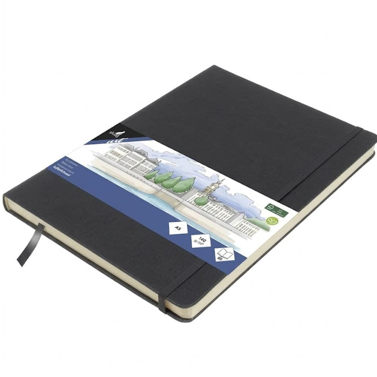 Εικόνα της Sketchbook Kangaro 140g/m2  A4 160φ. Vertical Gold Grey με λάστιχο K-861245