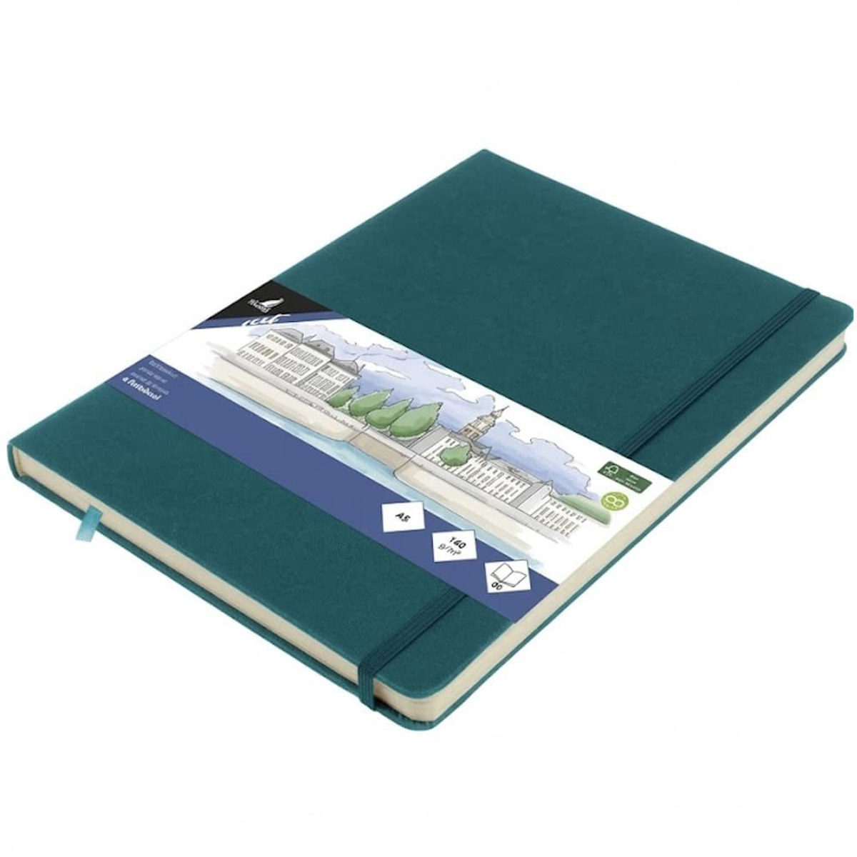 Εικόνα της Sketchbook Kangaro 140g/m2  A4 160φ. Vertical Dark Turquise με λάστιχο K-861334
