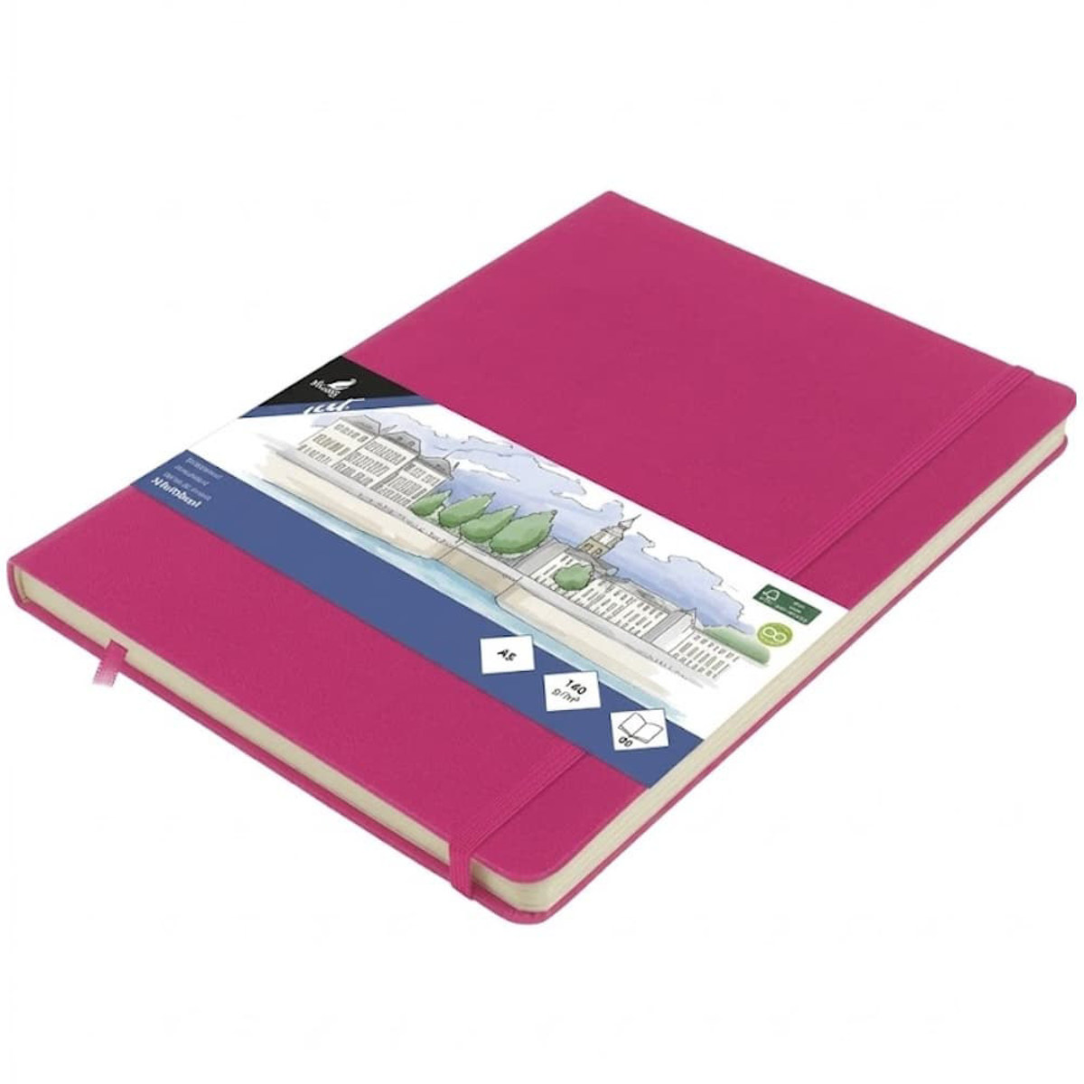 Εικόνα της Sketchbook Kangaro 140g/m2  A4 160φ. Vertical Hot Pink με λάστιχο K-861330