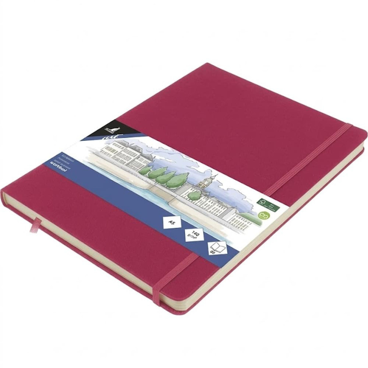 Εικόνα της Sketchbook Kangaro 140g/m2  A4 160φ. Vertical Ruby με λάστιχο K-861331