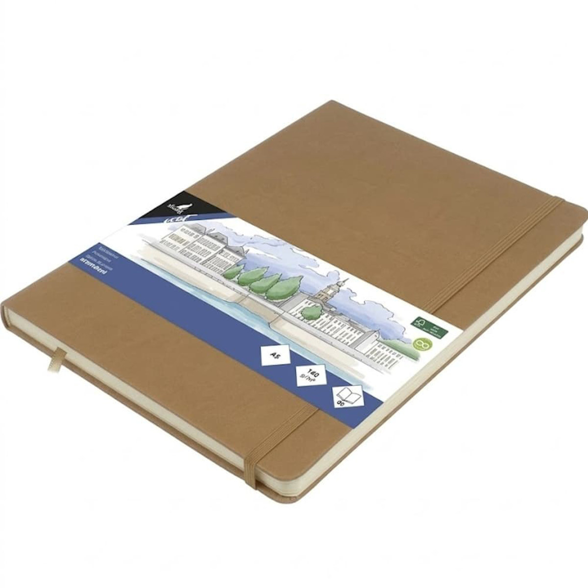 Εικόνα της Sketchbook Kangaro 140g/m2  A4 160φ. Vertical Taupe με λάστιχο K-861246