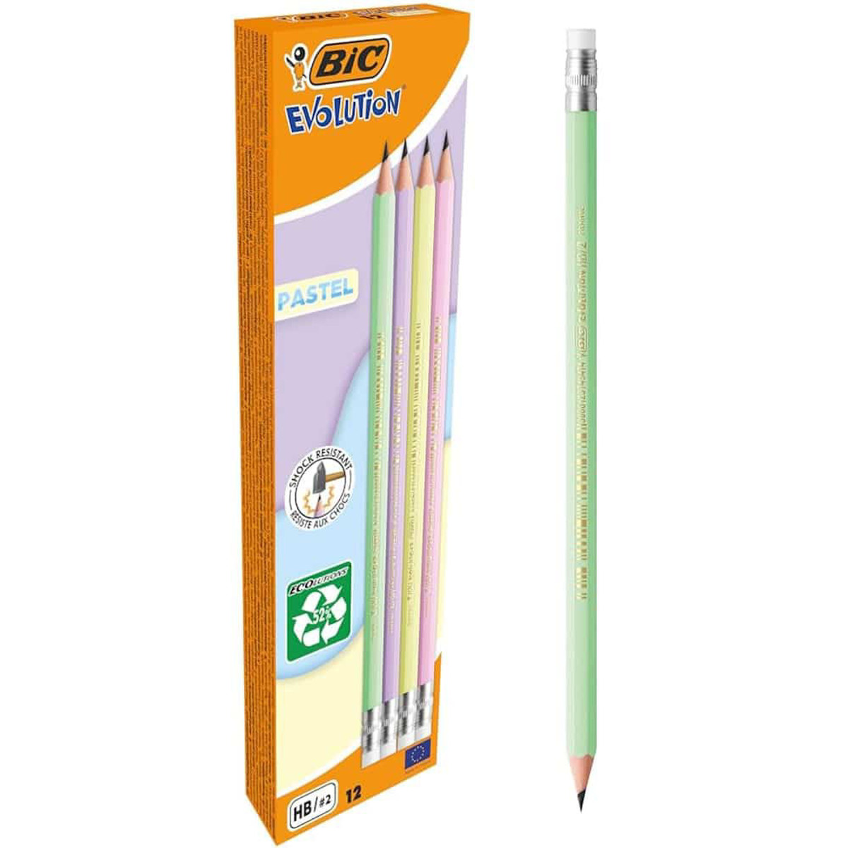 Εικόνα της Bic Μολύβι με γόμα Evolution pastel HB 12τεμ. 518307