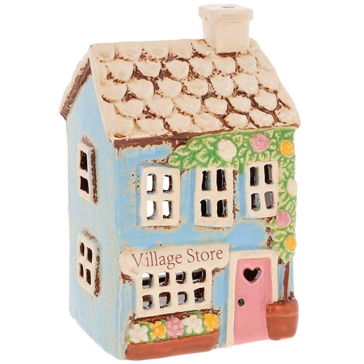 Εικόνα της Heart & Home Village Pottery Stores Heart House Teal Tealight 350002