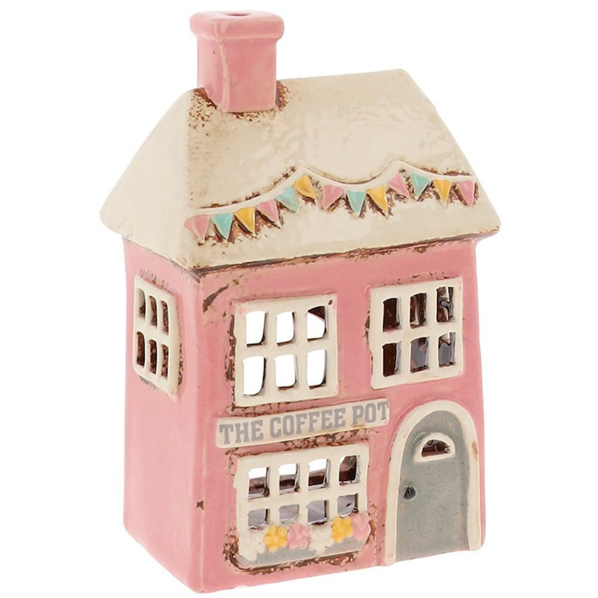 Εικόνα της Heart & Home Village Pottery Coffee Pot Shop House Pink Tealight 360136