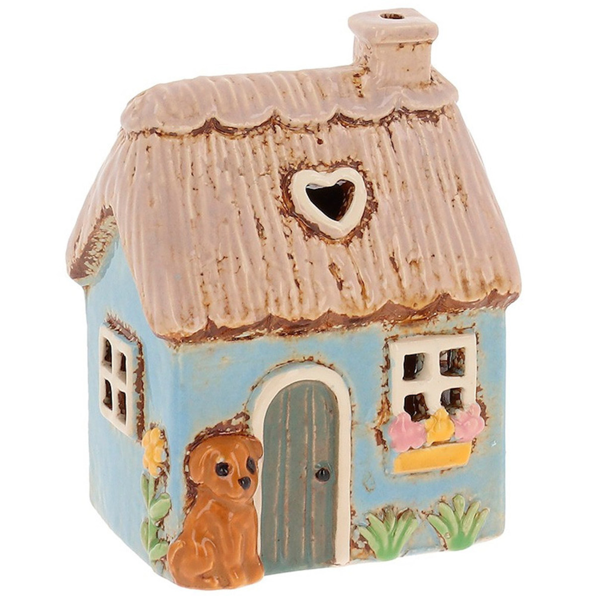 Εικόνα της Heart & Home Village Pottery Blue Garden Thatch Tealight 362400